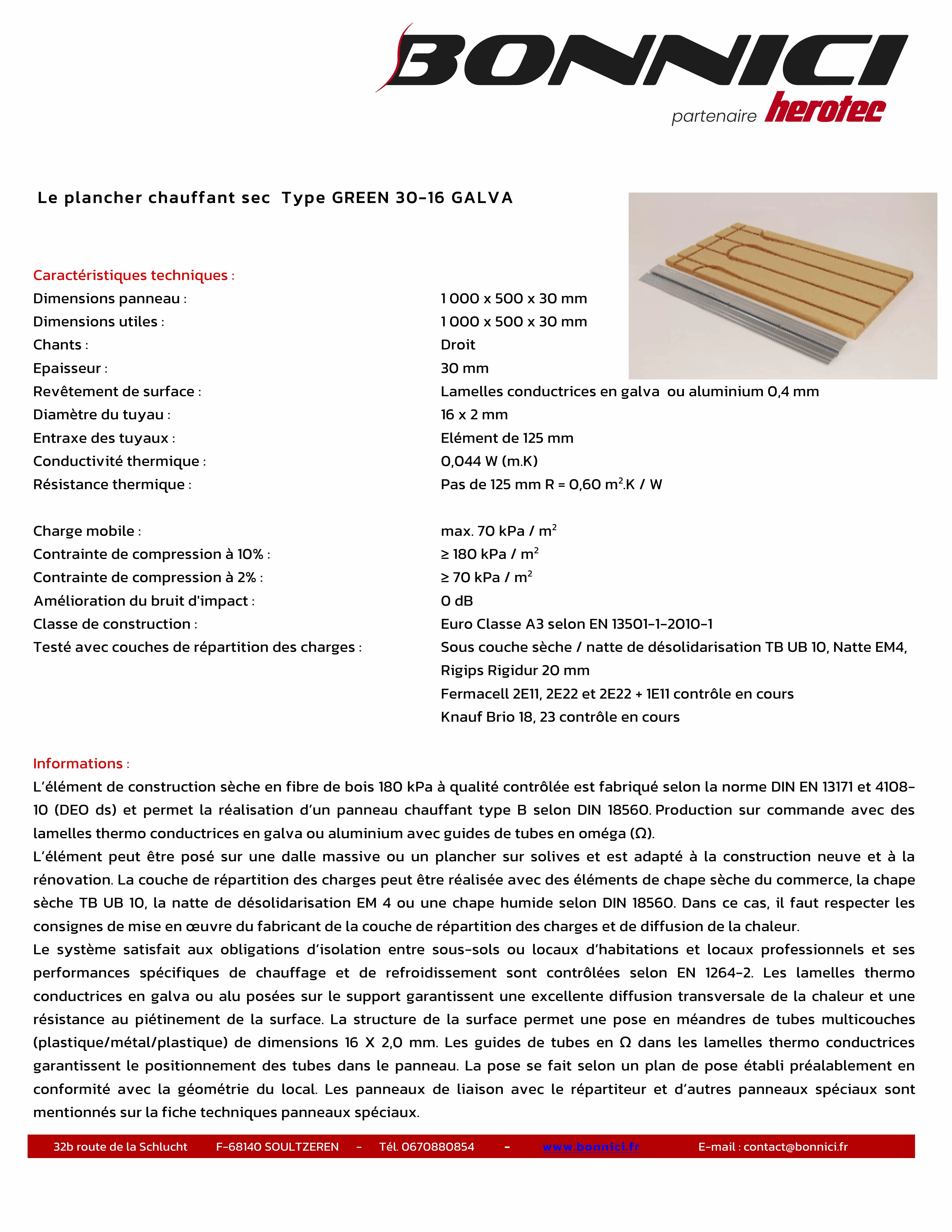 Fiche technique - Green 30-16 Galva