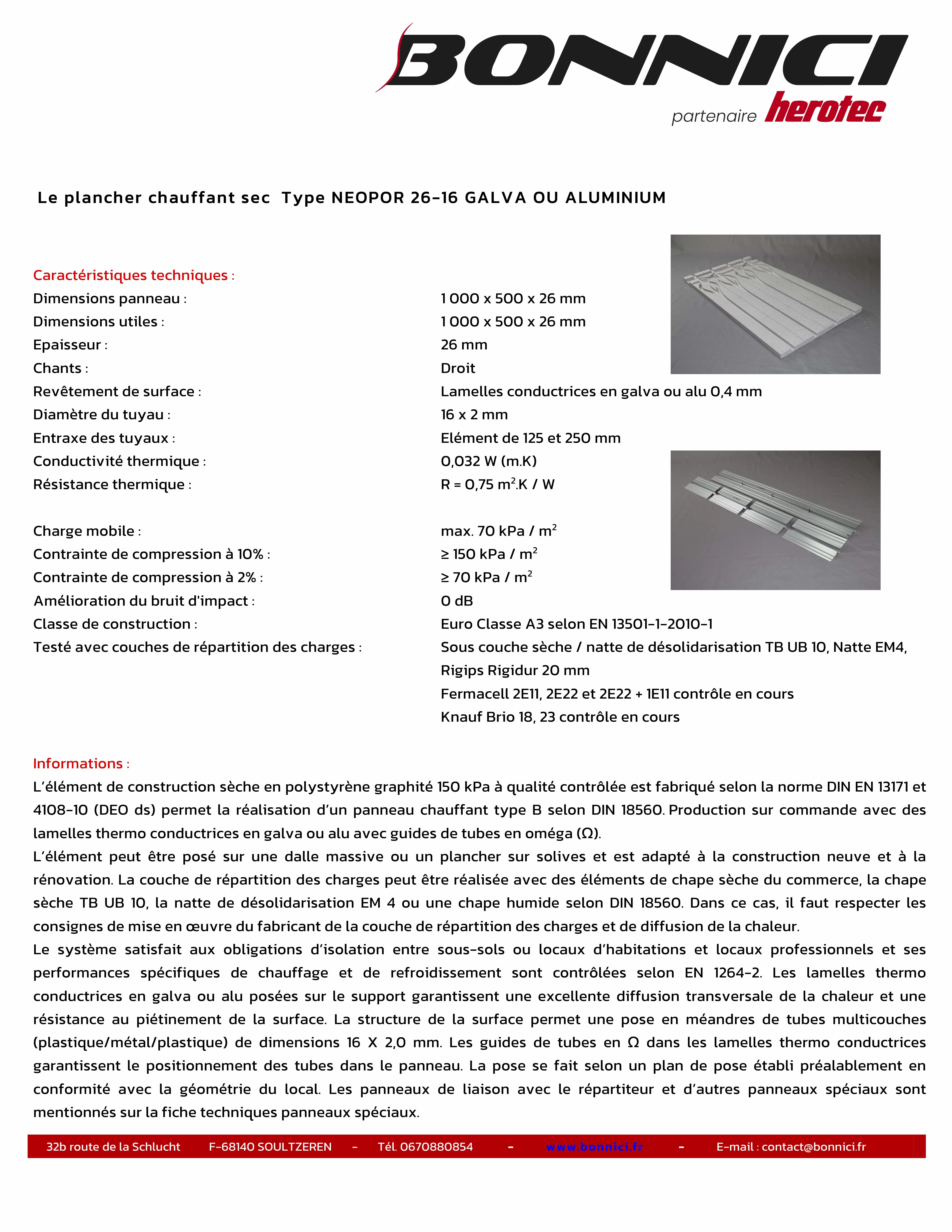 Fiche technique - NEOPOR 26-16 Galva