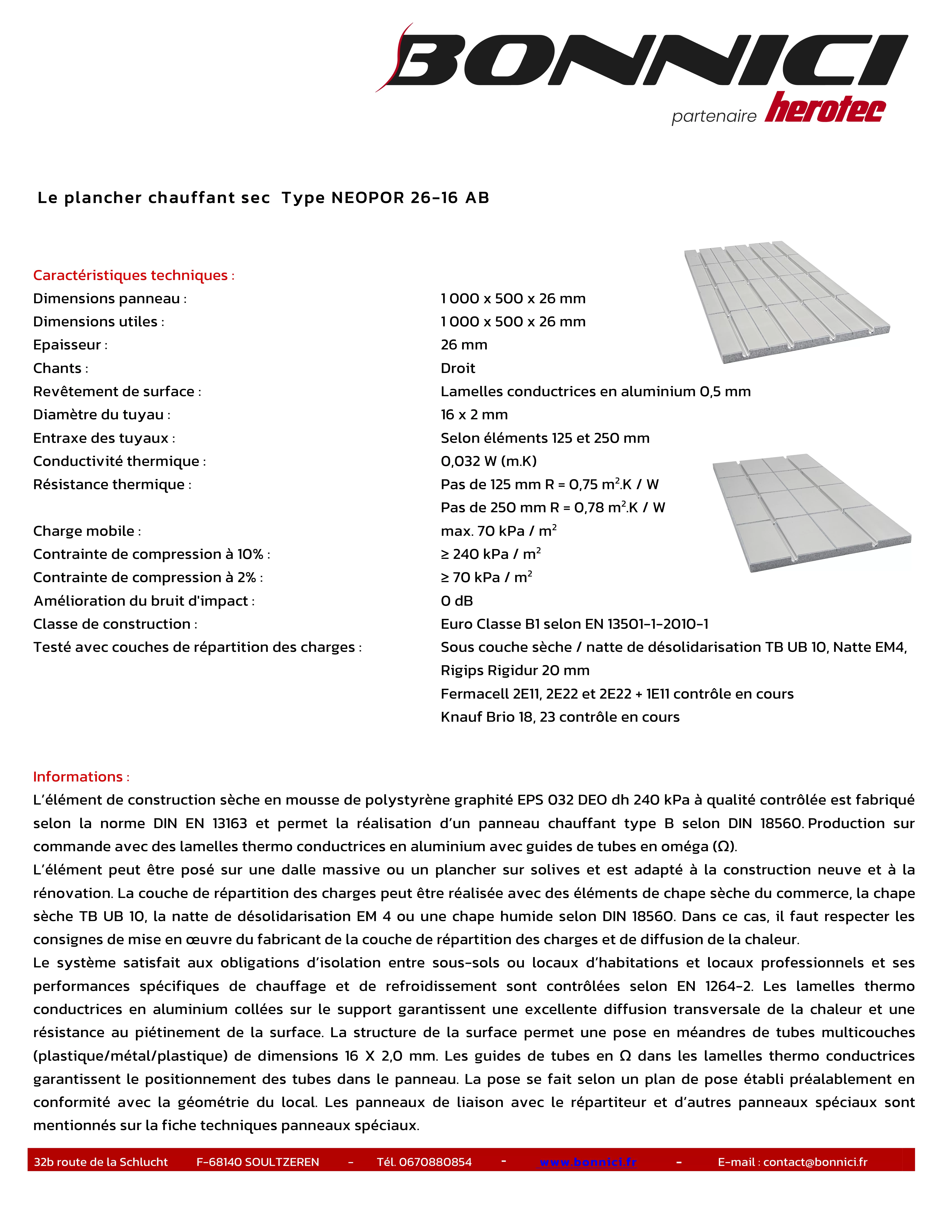 Fiche technique - NEOPOR 26-16 AB