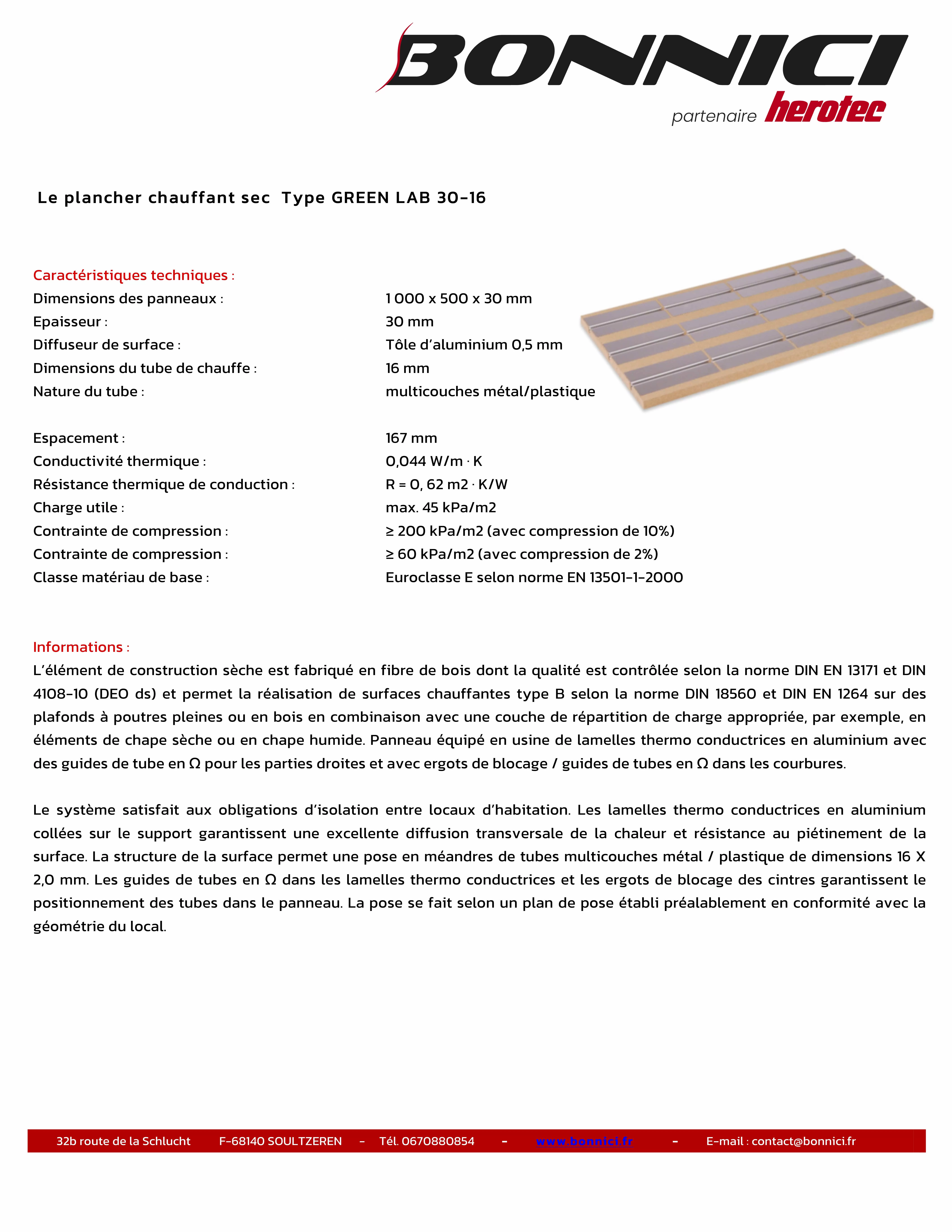 Fiche technique - GREEN LAB 30-16