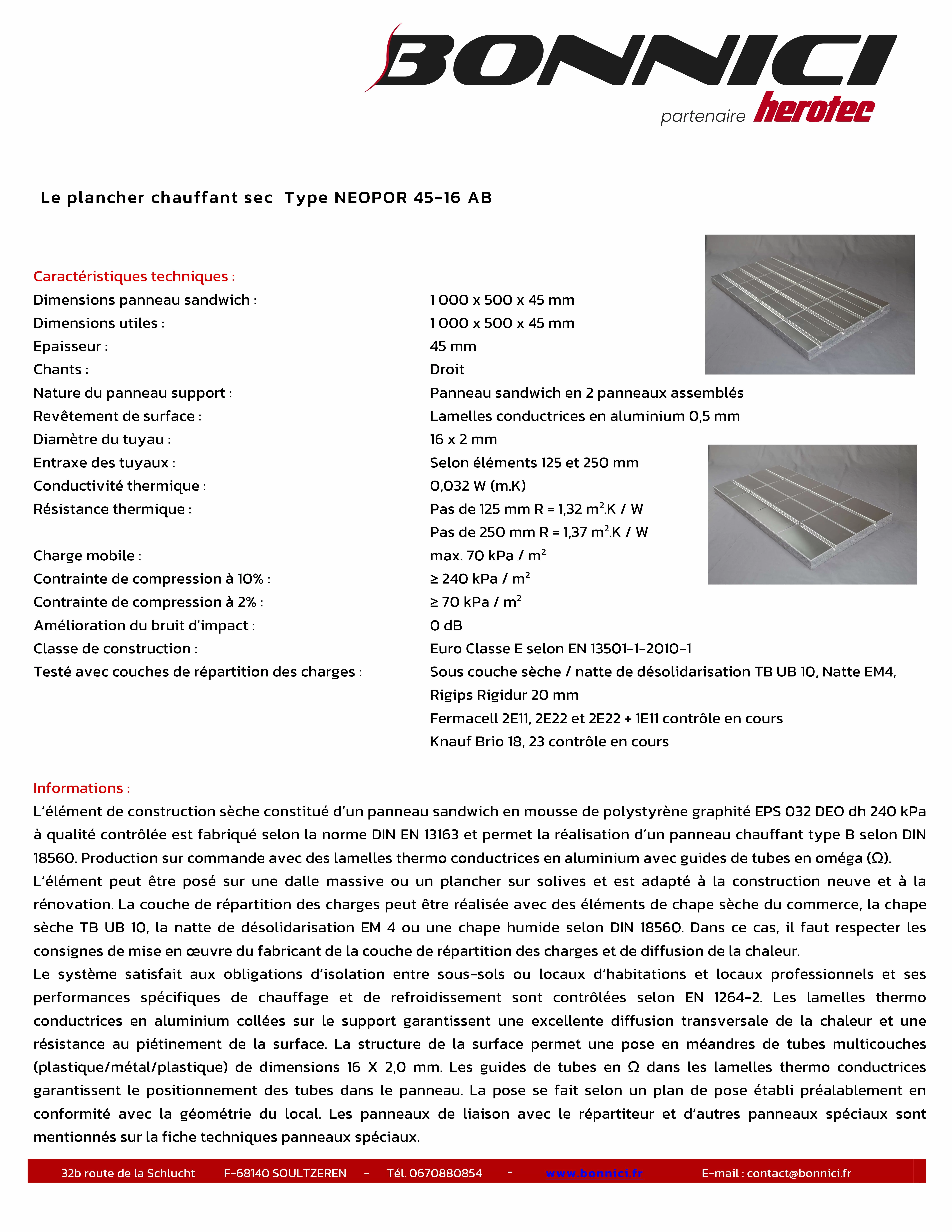 Fiche technique - NEOPOR 45-16 AB